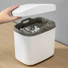 Desktop Trash Can Small Mini Garbage Can Plastic Dustbin with Shake Cover for Home Office Waste Bins Household Cleaning