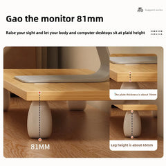 Solid Wood Monitor Stand, Ergonomic Laptop Riser, Creative Desk Partition Shelf, Anti-Crack Minimalist Organizer