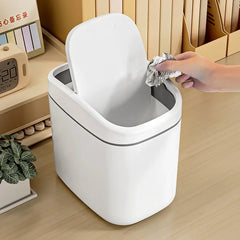 Desktop Trash Can Small Mini Garbage Can Plastic Dustbin with Shake Cover for Home Office Waste Bins Household Cleaning