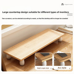 Solid Wood Monitor Stand, Ergonomic Laptop Riser, Creative Desk Partition Shelf, Anti-Crack Minimalist Organizer