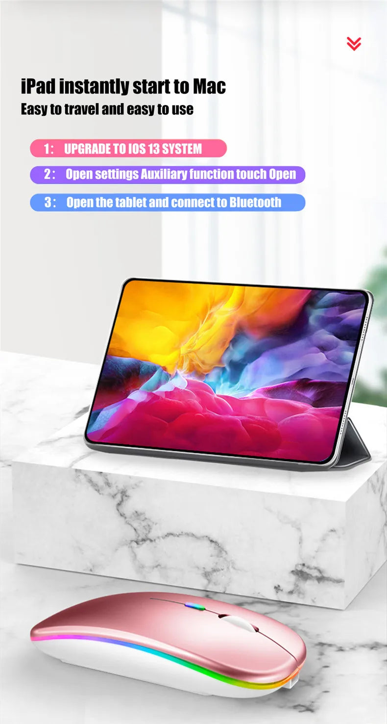 Wireless Mouse Gaming Mouse Backlight USB Compatible RGB Rechargeable Mice Silent Backlit Ergonomic Gaming Mouse for Laptop PC