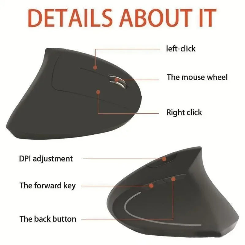 Ergonomic Vertical Wireless Mouse | Silent Bluetooth
