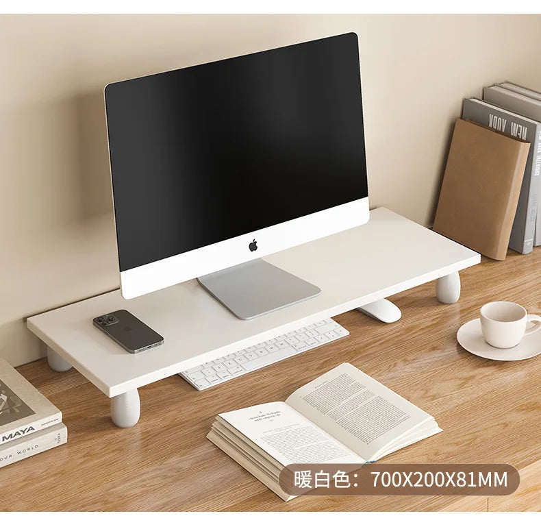 ‌Solid Wood Monitor Stand, Ergonomic Laptop Riser, Creative Desk Partition Shelf, Anti-Crack Minimalist Organizer