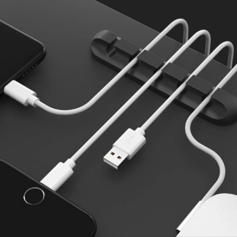 Cable Organizer Silicone USB Cable Winder Desktop Management Clips Cable Holder For Mouse Headphone Wire Organizer Protector
