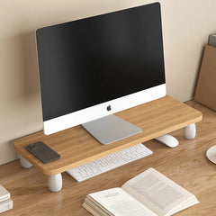‌Solid Wood Monitor Stand, Ergonomic Laptop Riser, Creative Desk Partition Shelf, Anti-Crack Minimalist Organizer
