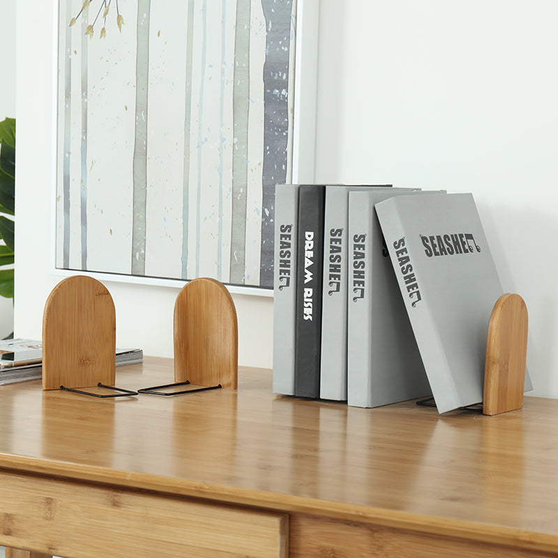Nature Bamboo Desktop Organizer Bookends Book Ends Stand Holder Shelf Bookrack