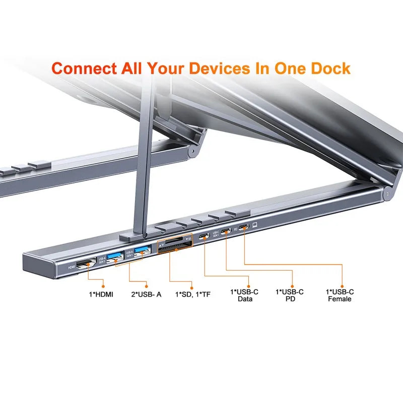 8-in-1 USB-C Aluminium Docking Stand