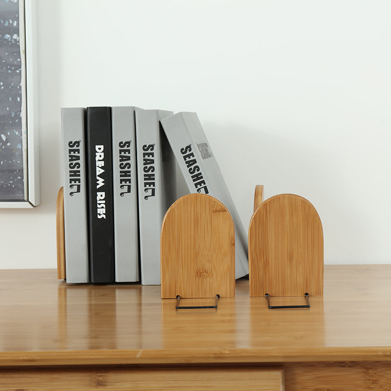 Nature Bamboo Desktop Organizer Bookends Book Ends Stand Holder Shelf Bookrack