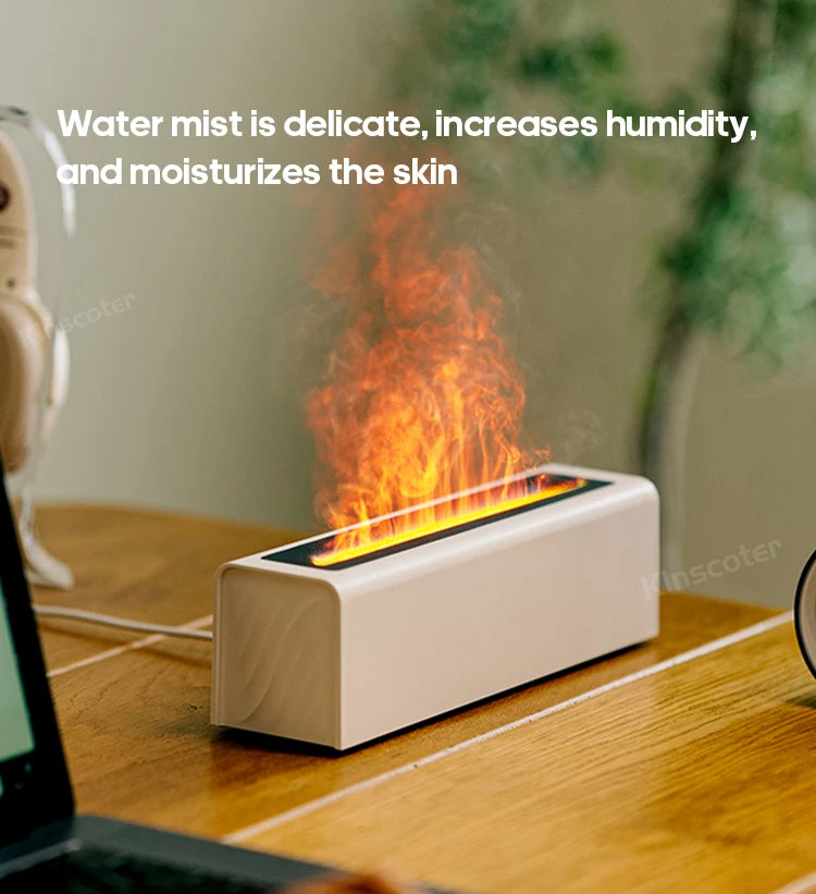 KINSCOTER Realistic Colorful Flame Aromatherapy Diffuser Aroma Essential Oil 150ml USB Air Humidifie Purifier Air Freshener