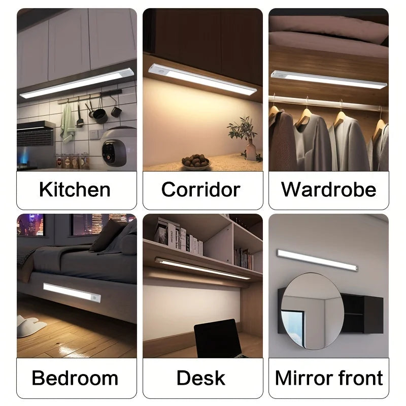 10-50cm LED Motion Sensor Light Night Wireless Lamp USB Battery Rechargeable Wall Under Cabinet For Bedroom Kitchen Lighting