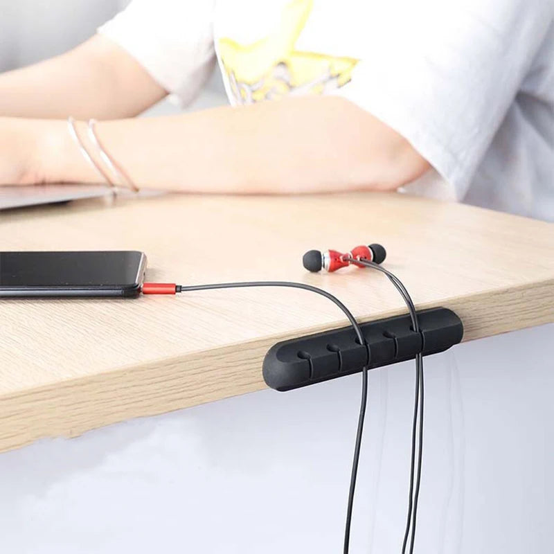 Cable Organizer Silicone USB Cable Winder Desktop Management Clips Cable Holder For Mouse Headphone Wire Organizer Protector