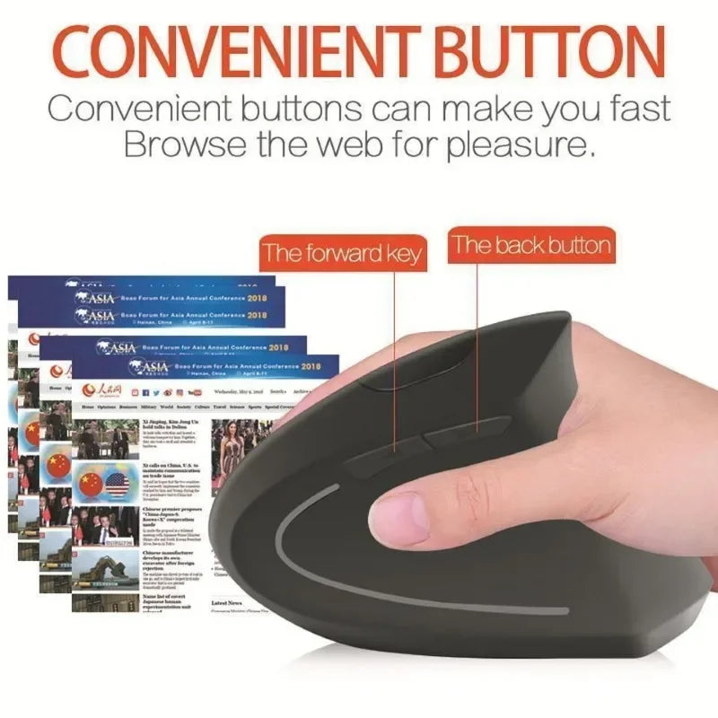 Ergonomic Vertical Wireless Mouse | Silent Bluetooth