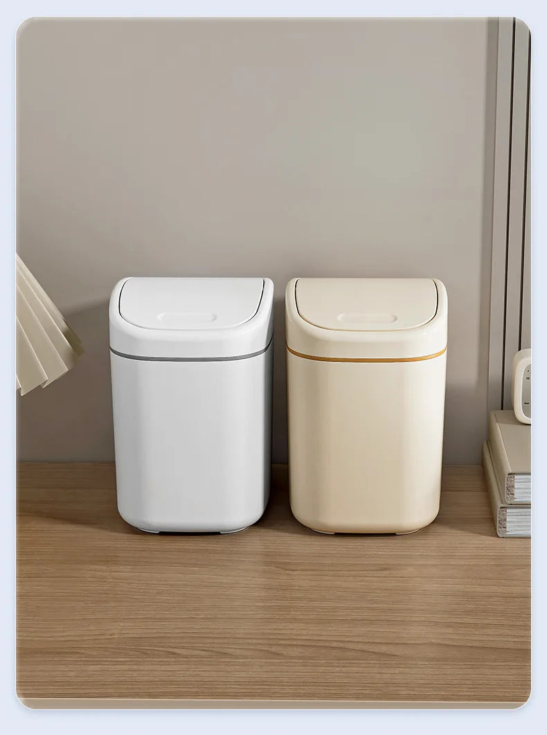 Desktop Trash Can Small Mini Garbage Can Plastic Dustbin with Shake Cover for Home Office Waste Bins Household Cleaning