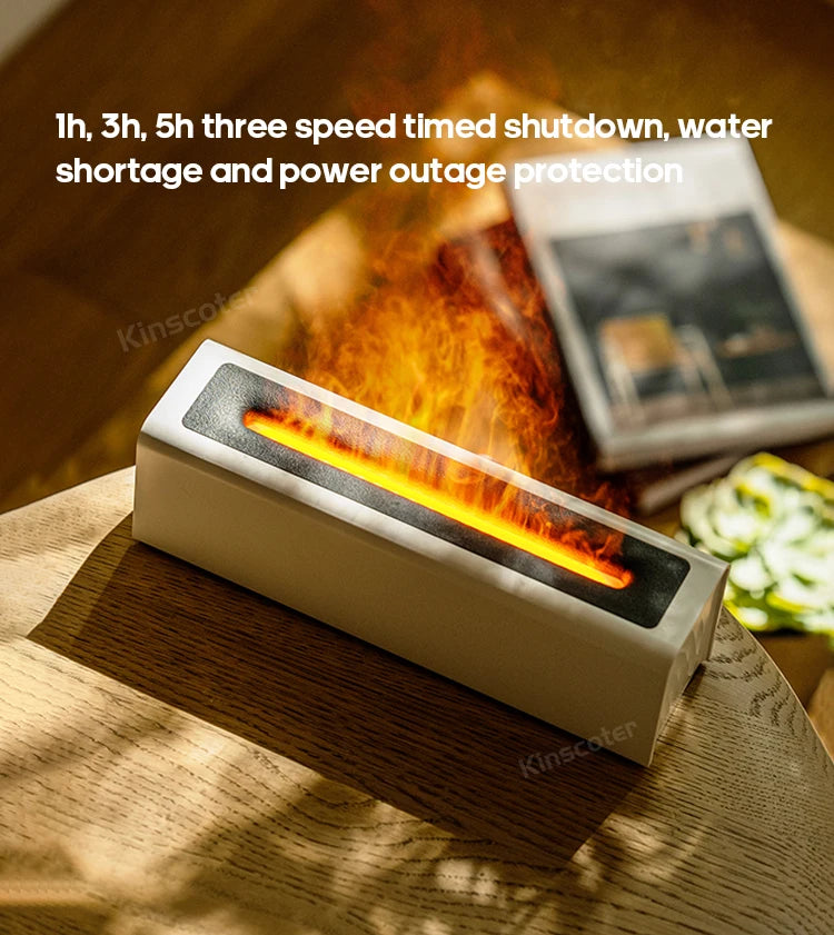 KINSCOTER Realistic Colorful Flame Aromatherapy Diffuser Aroma Essential Oil 150ml USB Air Humidifie Purifier Air Freshener