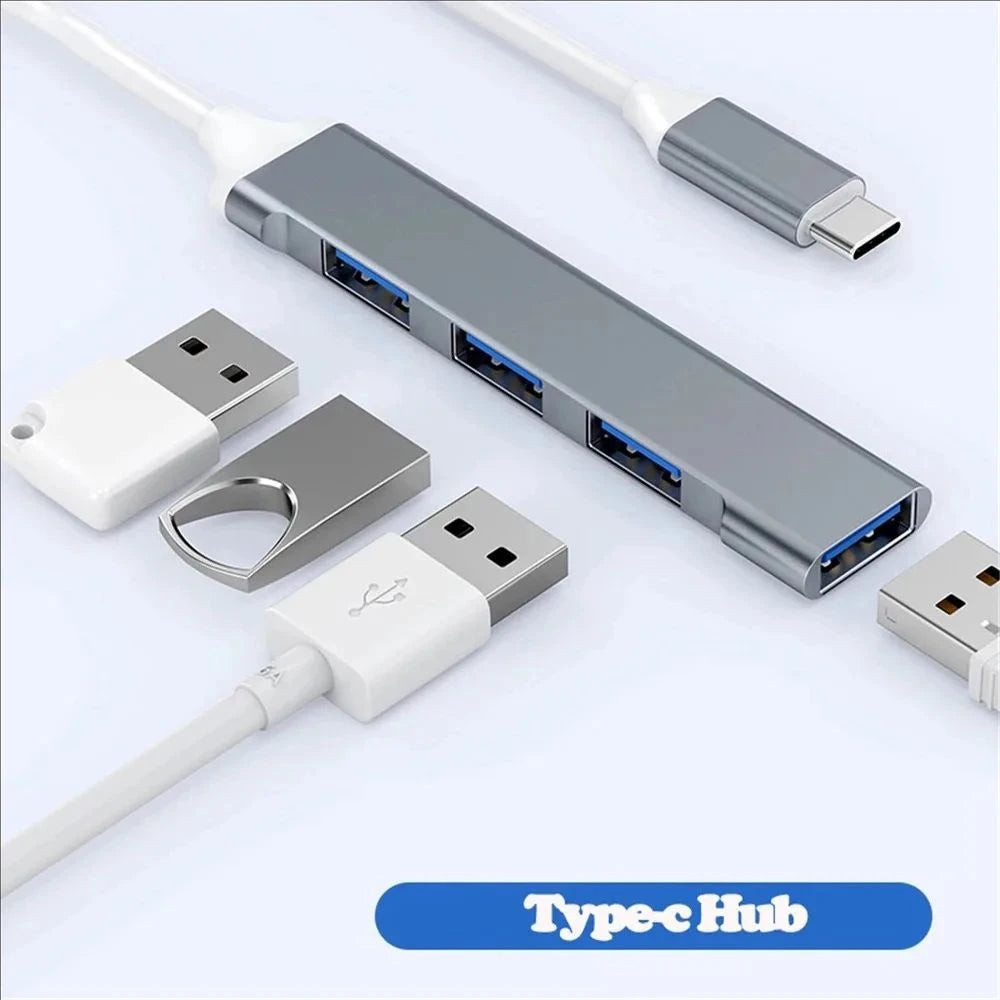 USB Type C HUB MINI USB Multi 4 Port 4 in 1 Aluminum Alloy Splitter Adapter OTG For Samsung Macbook Pro Air PC Notebook