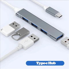 USB Type C HUB MINI USB Multi 4 Port 4 in 1 Aluminum Alloy Splitter Adapter OTG For Samsung Macbook Pro Air PC Notebook