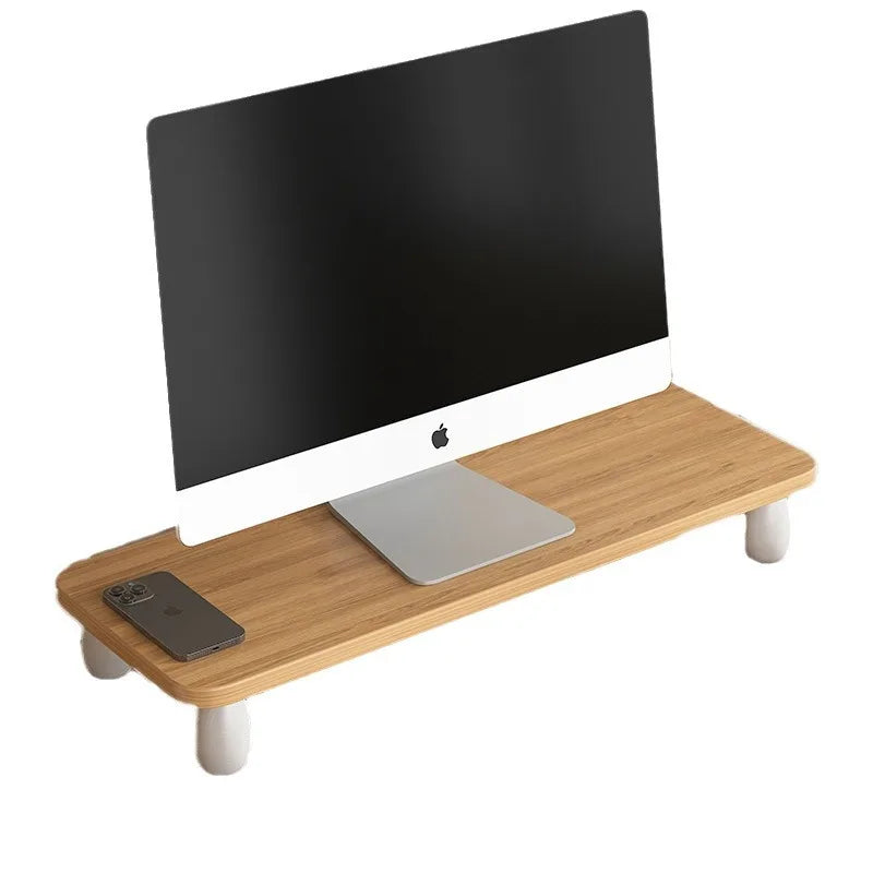 ‌Solid Wood Monitor Stand, Ergonomic Laptop Riser, Creative Desk Partition Shelf, Anti-Crack Minimalist Organizer