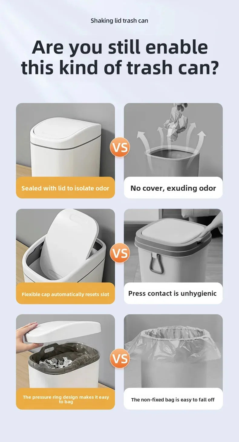 Desktop Trash Can Small Mini Garbage Can Plastic Dustbin with Shake Cover for Home Office Waste Bins Household Cleaning