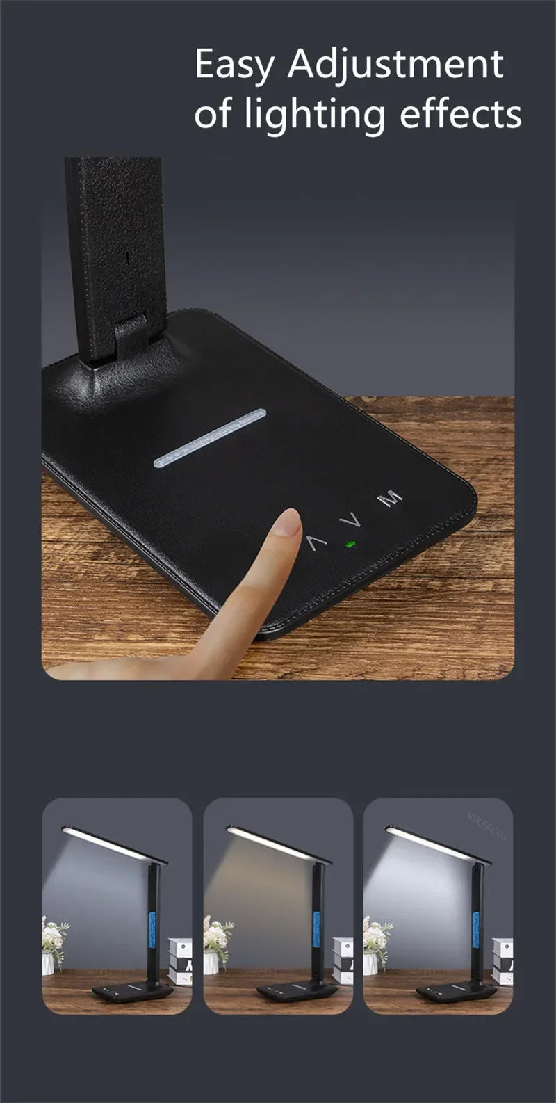 Wireless Charger Pad USB Fast Charging Station LED Desk Lamp Temperature Alarm Clock Eye Protect Study Business Light Table Lamp