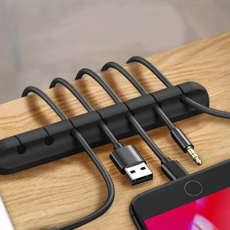 Cable Organizer Silicone USB Cable Winder Desktop Management Clips Cable Holder For Mouse Headphone Wire Organizer Protector